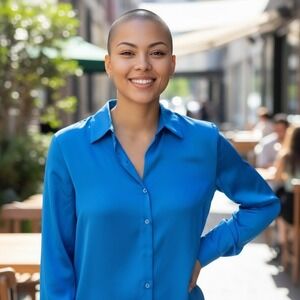 Zara Elegant Blue Blouse size small, new without tag